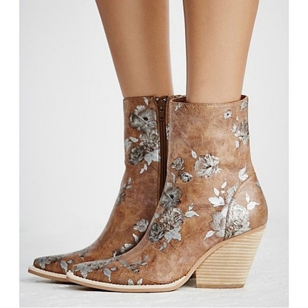 Jeffrey Campbell x Free People Peyton Floral Ankle Bootie - Size 9